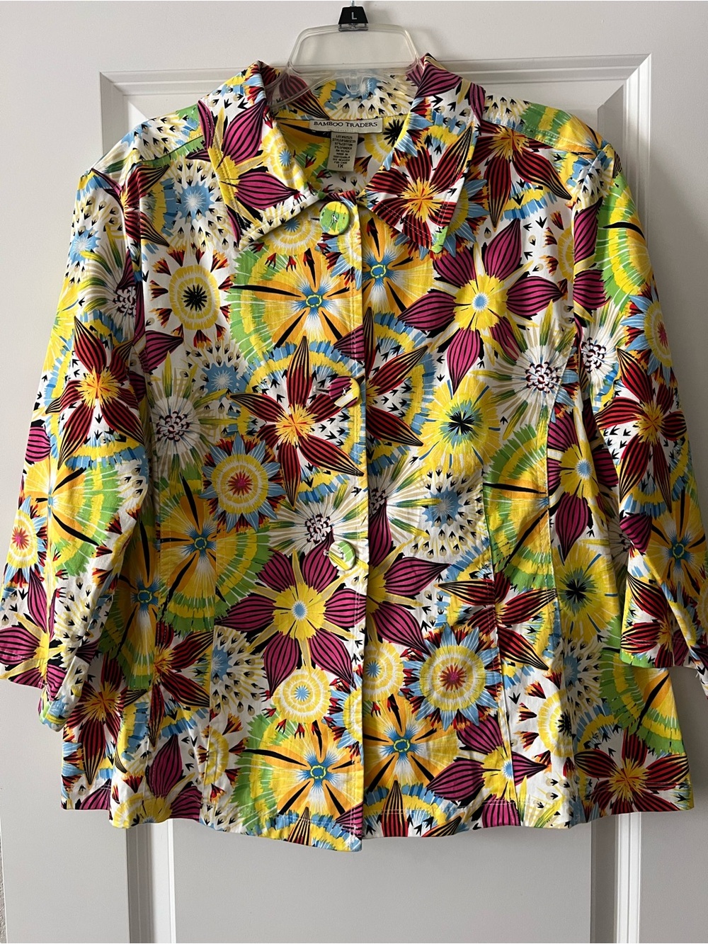Bamboo Traders Yellow, Magenta & Blue Floral Jacket